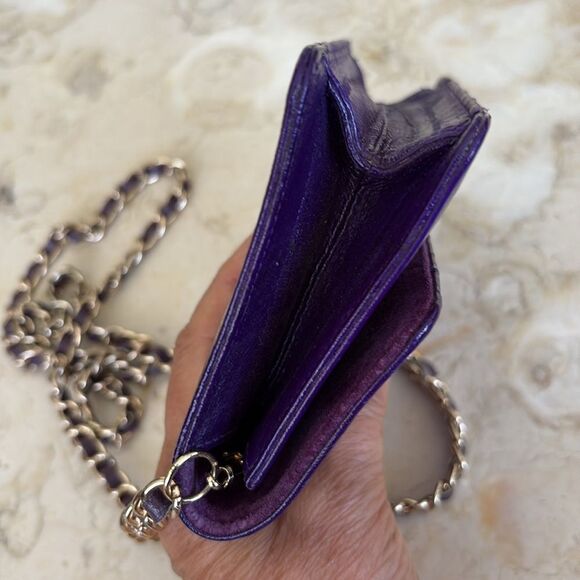 Genuine Eel-skin Mini Shoulder / Clutch Bag with Chain & Leather Strap - Picture 11 of 16